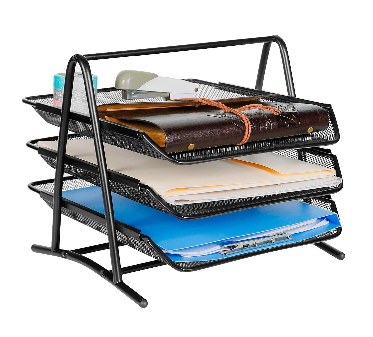 3 Tier Document, File, Paper, Letter, Office, Desktop Tray Organizer 3 Desk File Tray view 2