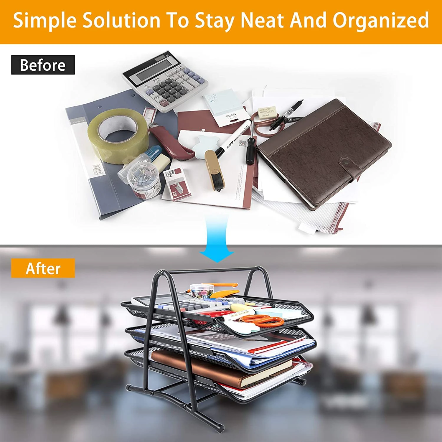 3 Tier Document, File, Paper, Letter, Office, Desktop Tray Organizer 3 Desk File Tray view 6