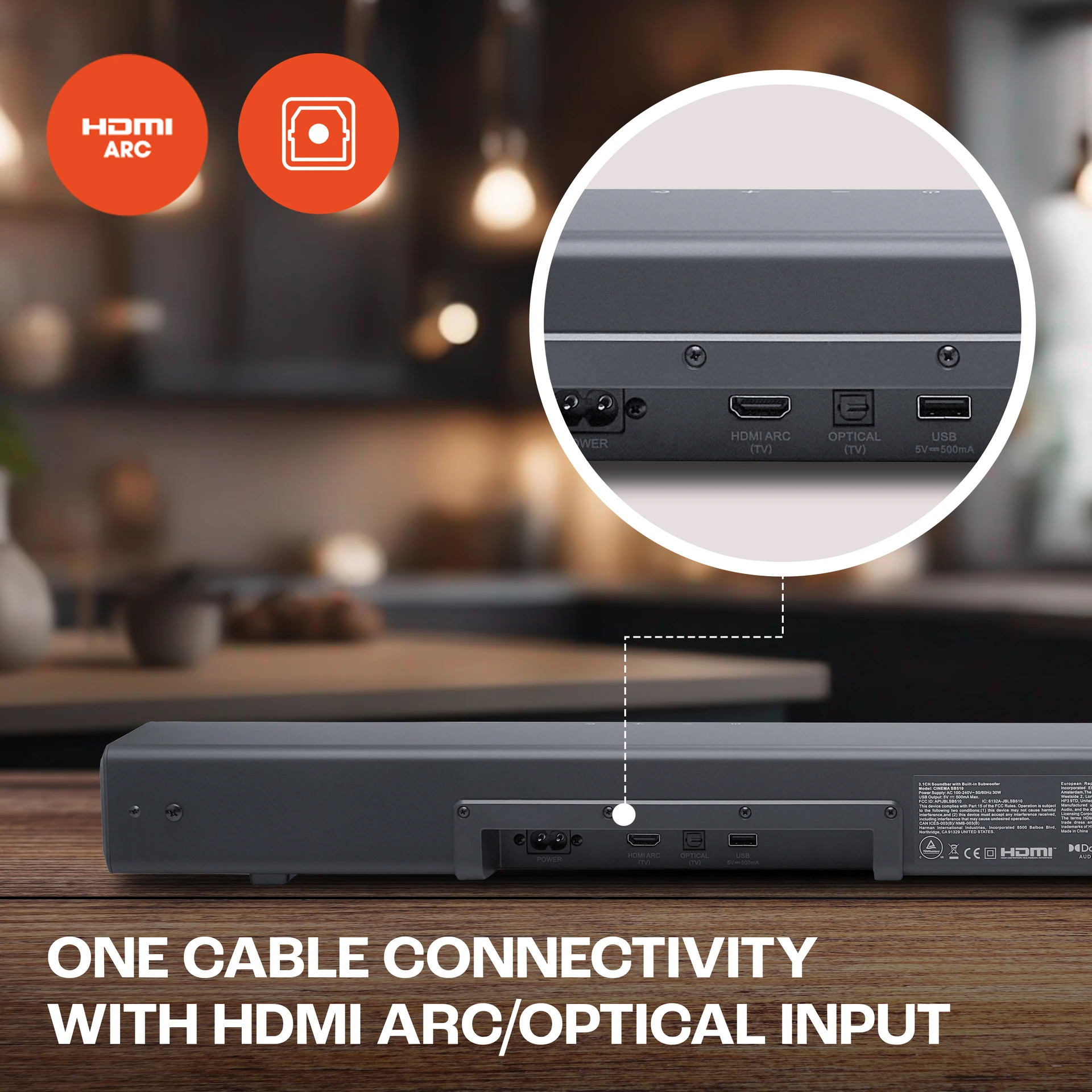 JBL SB510, Dolby Audio with Built-in Subwoofer,HDMI eARC,Bluetooth Connectivity 200 W Bluetooth Soundbar (Black, 3.1 Channel) view 6