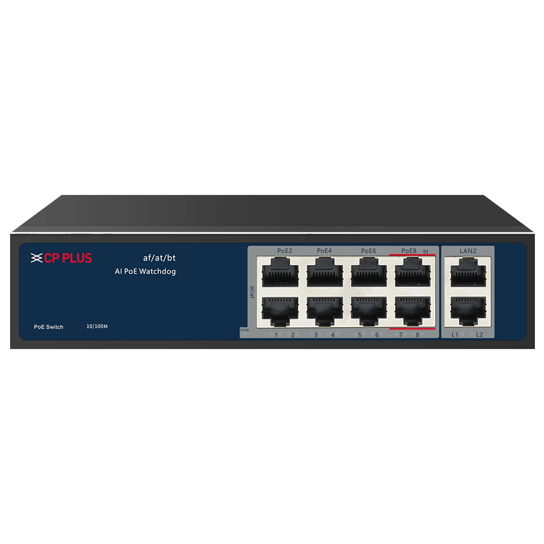CP PLUS POE SWITCH 8PORT (CP-ANW-HPU8H2-N12) Security Camera (8 Channel)