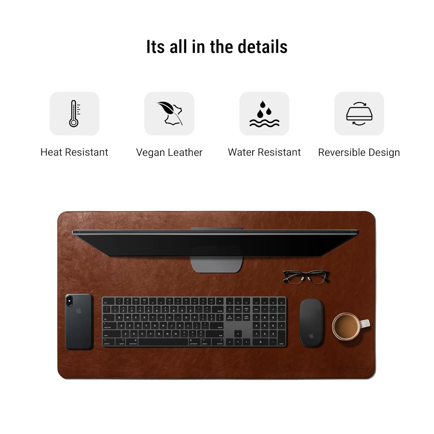 DailyObjects Large Premium Vegan Leather Desk Mat|Anti-Skid|Anti-Slip|85*45cm|Reversible Desk spread Turf Desk/Laptop Mat for Work from Home/Office/Gaming view 6