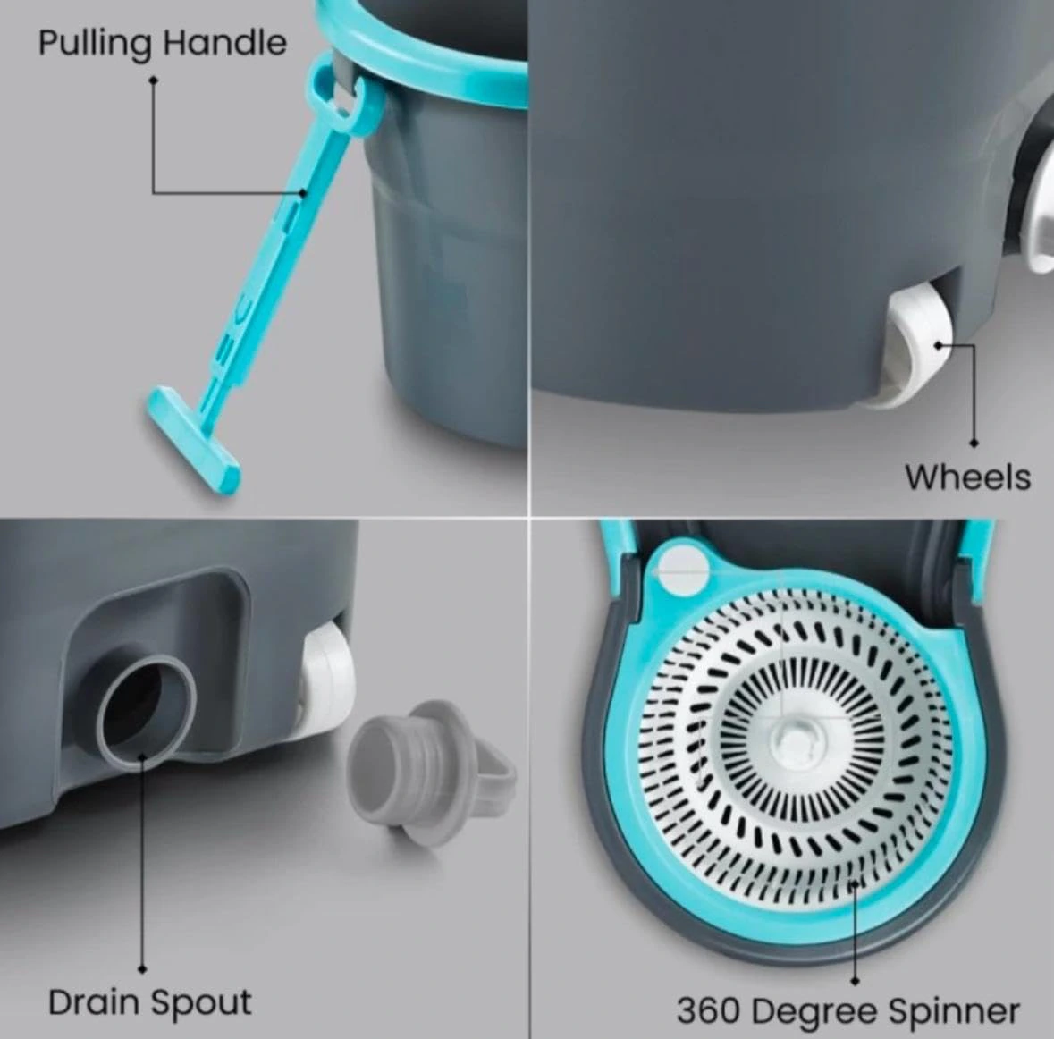 AVZEEGO Spin Mop with Wheels and Deluxe Wringer System view 4