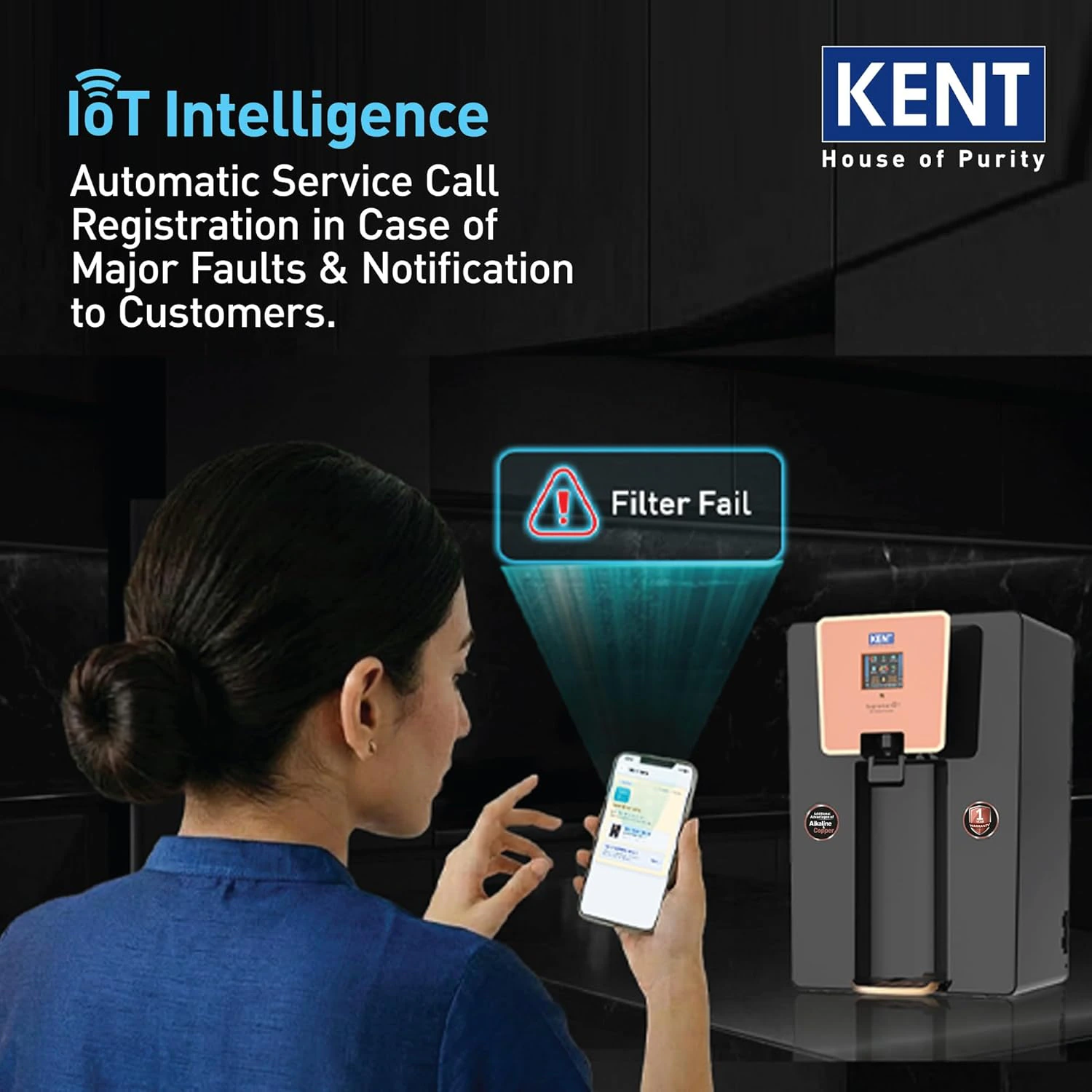 KENT Supreme IoT RO Water Purifier|RO+UF+UV+Alk+Cu+TDS Control+UV In-Tank | view 5