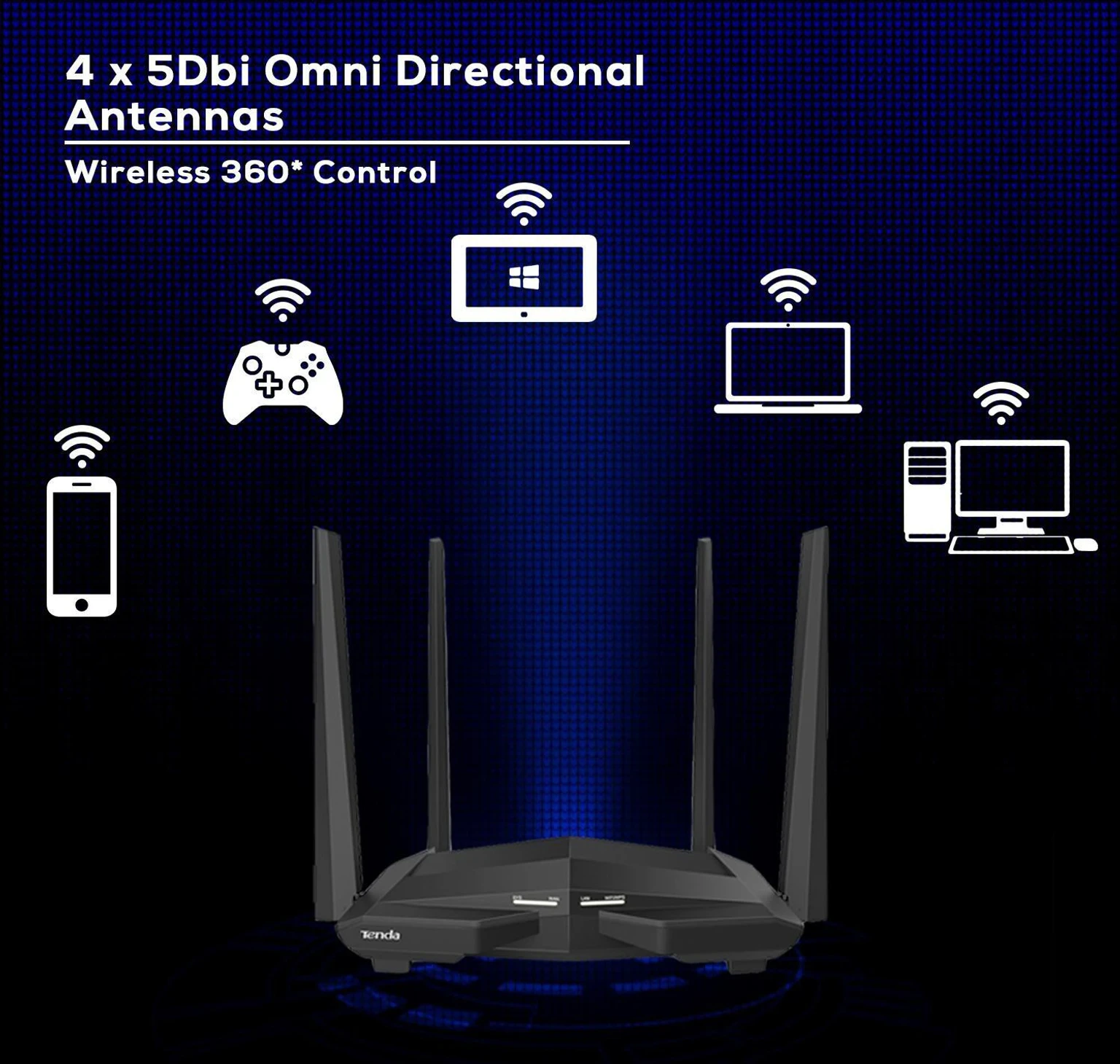 TENDA AC10 AC1200 Gigabit Wireless Router 5 GHz, 2.4 GHz 1200 Mbps Wifi Speed Dual Band External Antenna Ethernet