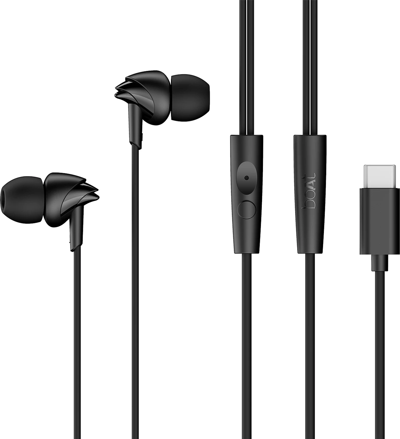 boAt BassHeads 300C,Type-C, 10mm Drivers,Signature Sound, In-Line Mic,Voice Assistant Wired Headset