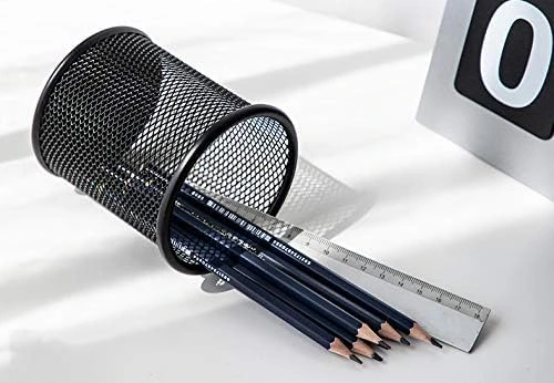 Black Round Mesh Pen Stand, Pencil Holder, Pen Organizer for Desk, view 3
