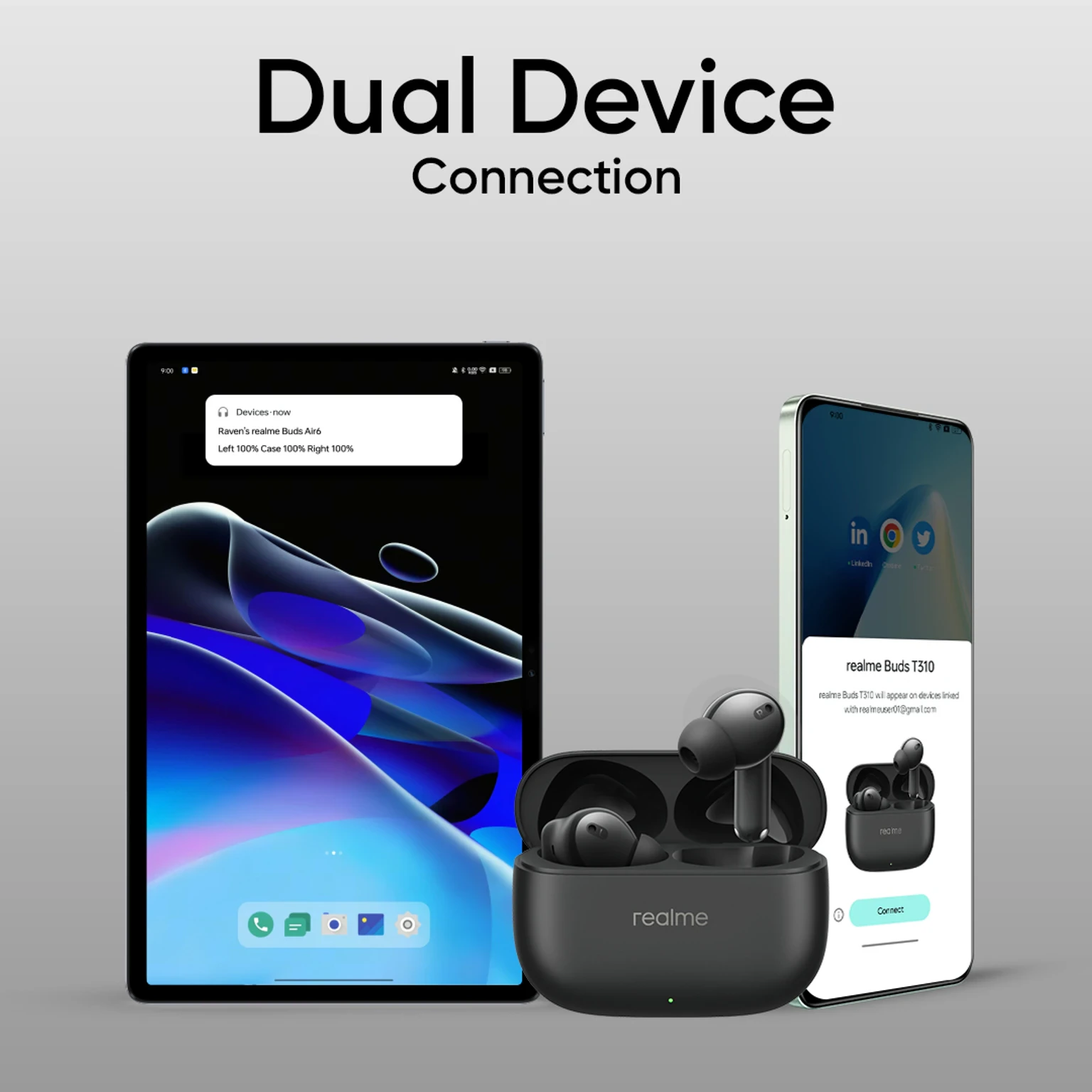 realme Buds T310 with 12.4mm Driver, 46dB ANC, Spatial Audio and upto 40 hours Playback Bluetooth Headset view 6