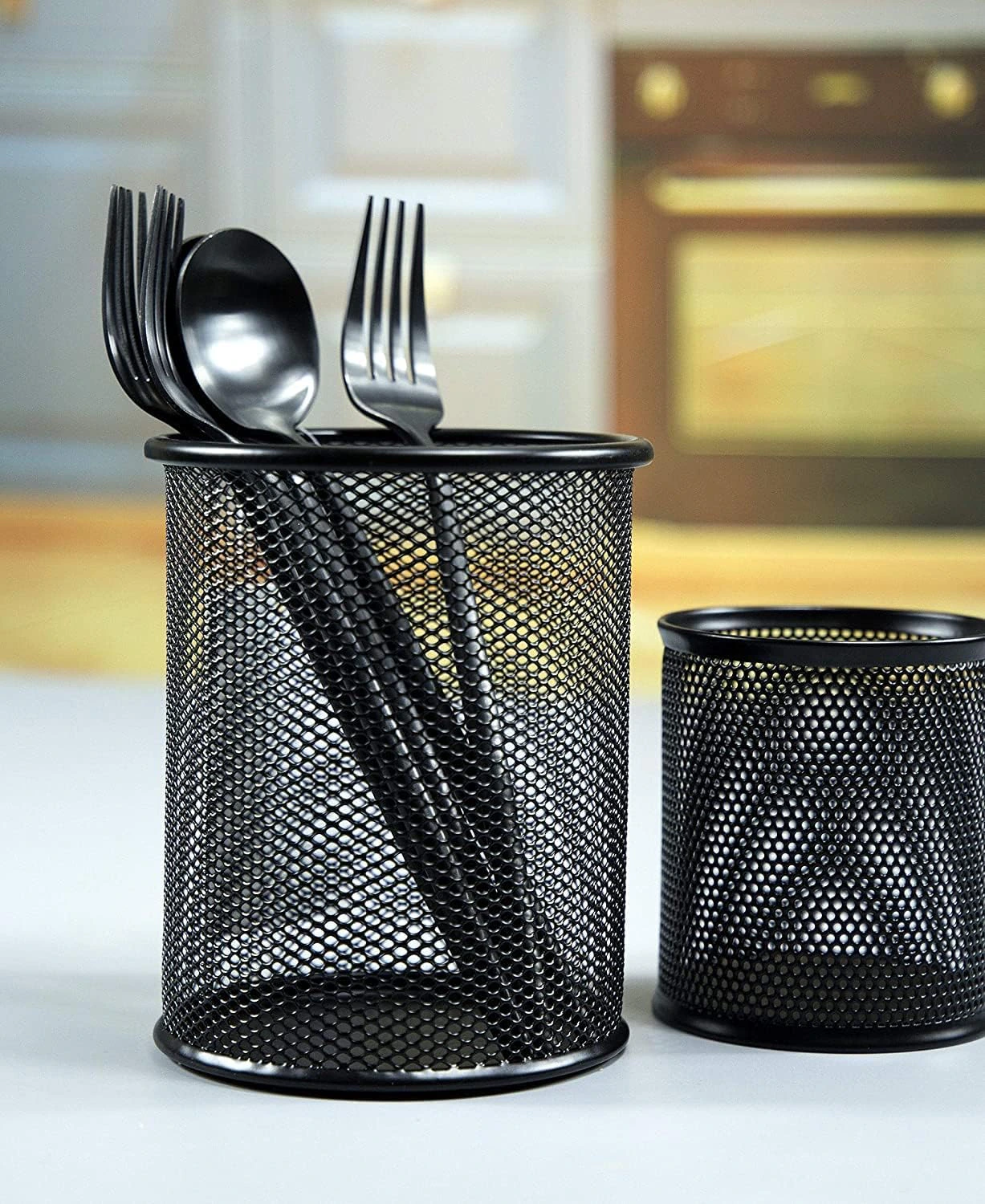 Black Round Mesh Pen Stand, Pencil Holder, Pen Organizer for Desk, view 7