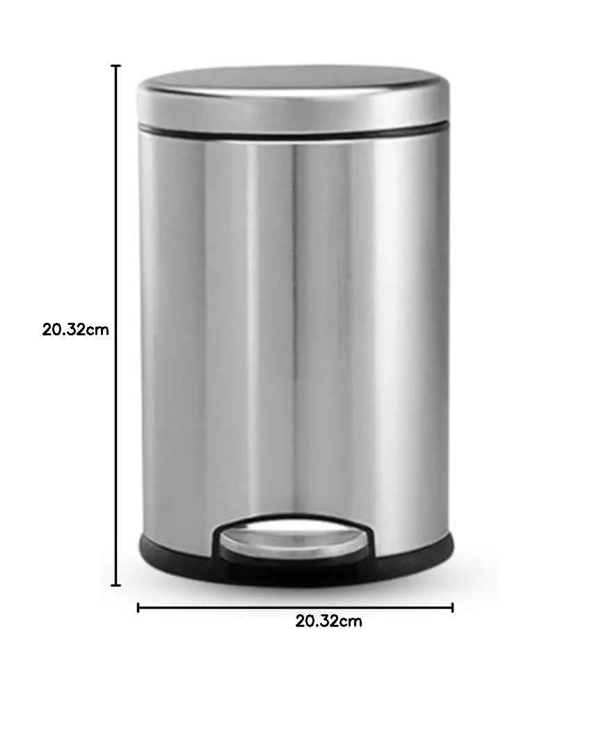  5L Dustbin for Bathroom with Lid – Stainless Steel Silver Pedal Bin with Plastic Inner Bucket & Lid  view 2