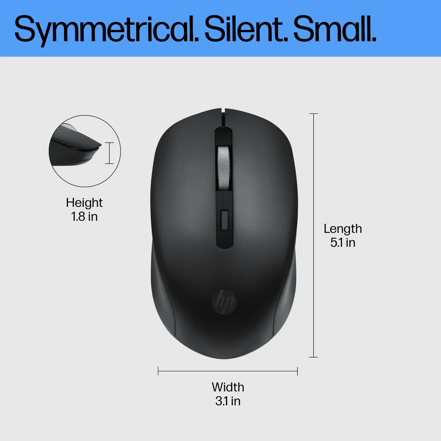 HP S1000 Ambidextrous Optical Mouse Silent / Lightweight, upto 1600 DPI With Bluetooth view 3