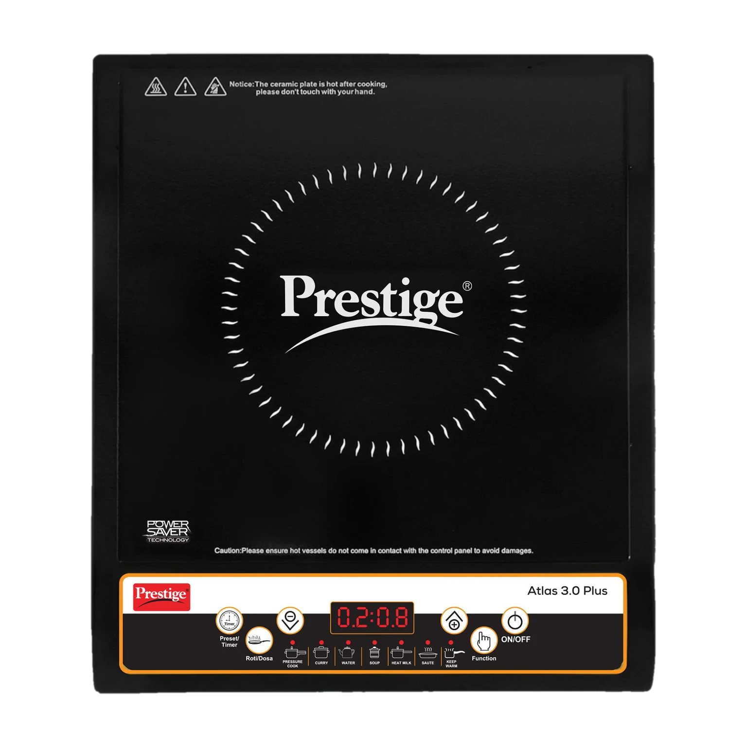 Prestige 1600 W Induction Cooktop Push Button (Black, Atlas 3.0 Plus