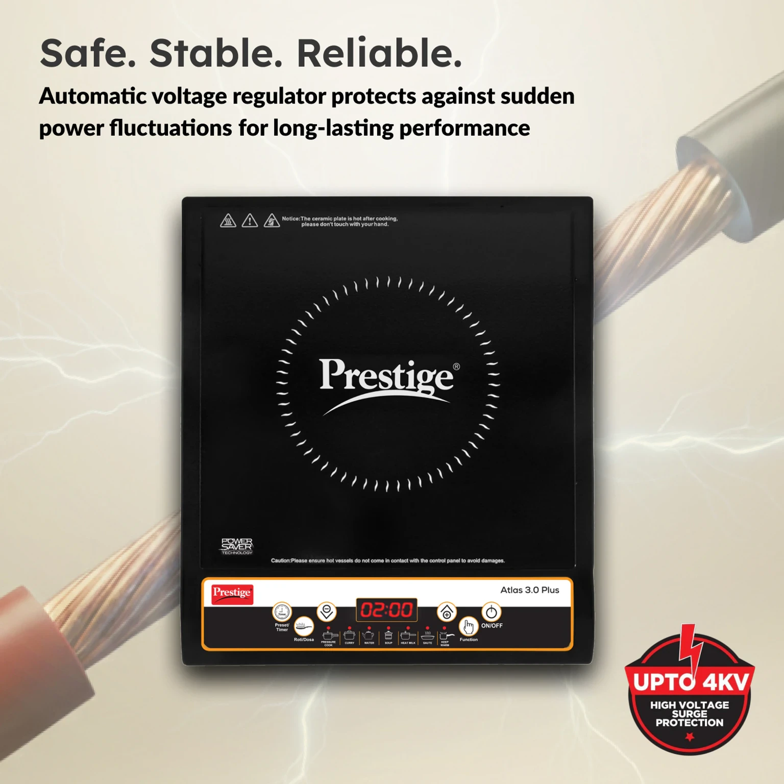 Prestige 1600 W Induction Cooktop Push Button (Black, Atlas 3.0 Plus view 4