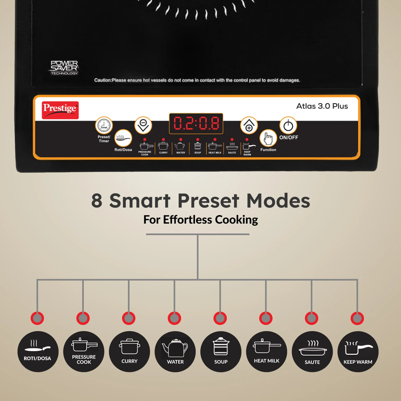 Prestige 1600 W Induction Cooktop Push Button (Black, Atlas 3.0 Plus view 5