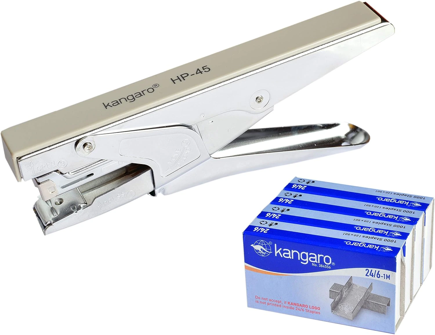 Kangaro HP-45 Desk Essentials All Metal Stapler | Perfect for Home, School & Office view 2