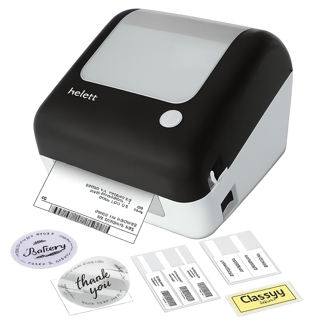 Helett® H30CPro Wireless(Bluetooth+USB)Thermal Label Printer with Inbuilt Paper Holder Compartment|4*6 Shipping Label &Barcode Label|