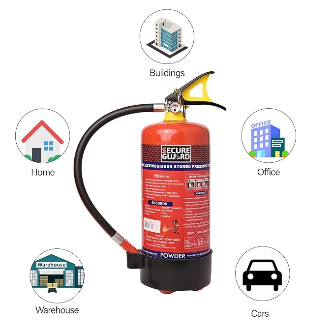 Secure Guard ABC Powder Fire Extinguisher 4kg with Wall Mount Hook  for Home, Kitchen, Office, School and Industrial Use view 3