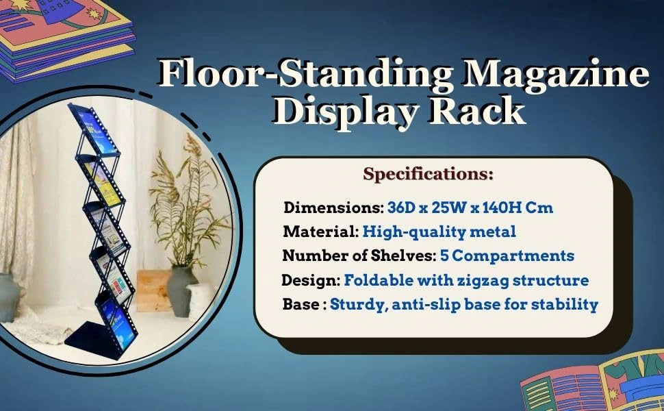 A4 iron Portable Freestanding Magazine Rack view 4