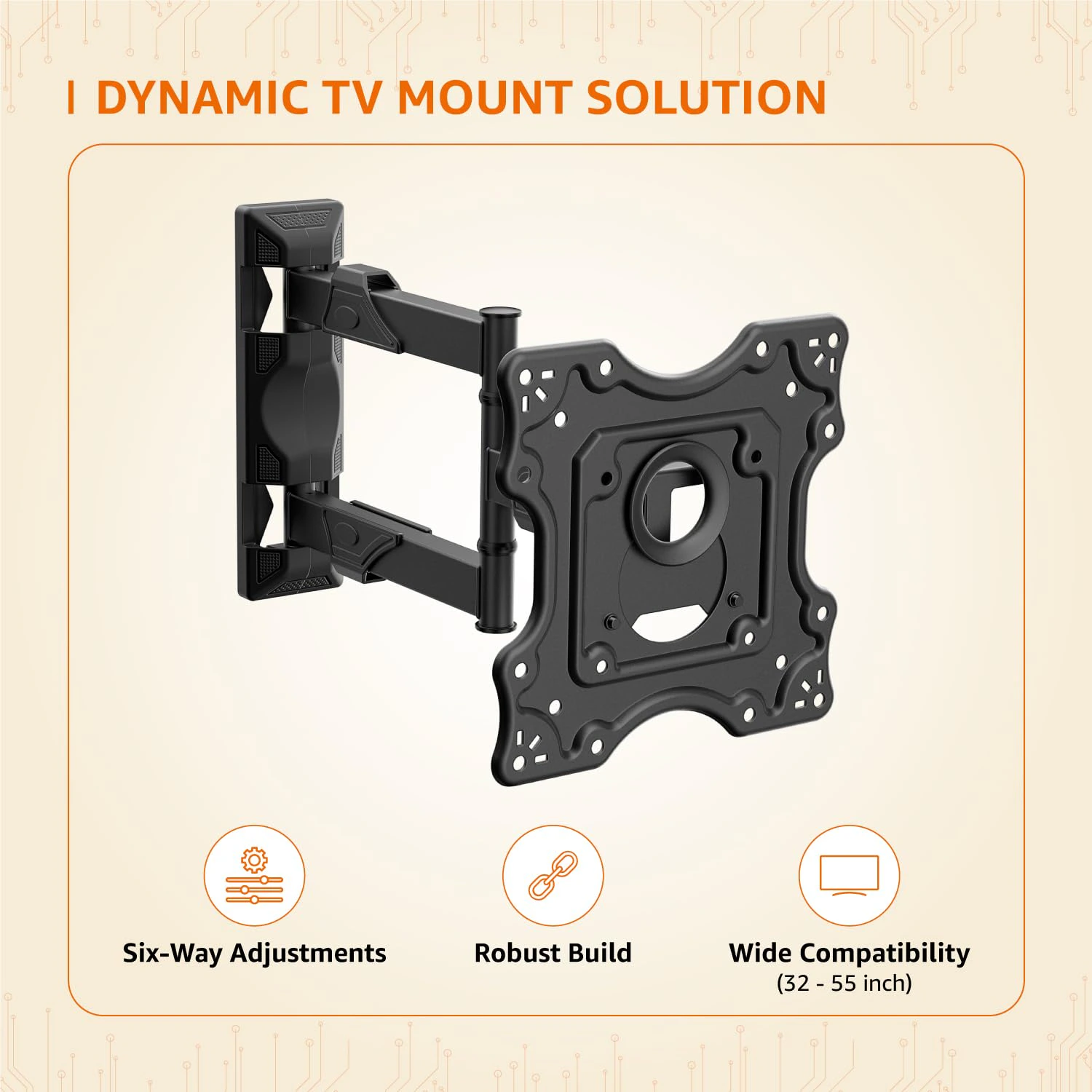  Wall Mount for 32 to 55 inch TV with 6-Way Swivel Tilt | view 3