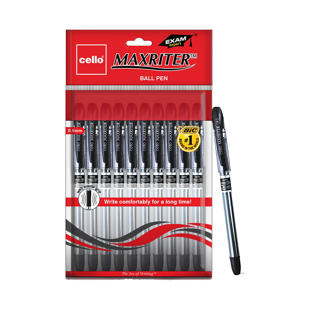 Cello Maxriter Ball Pen | Pack of 10 | Black Ball Pen |