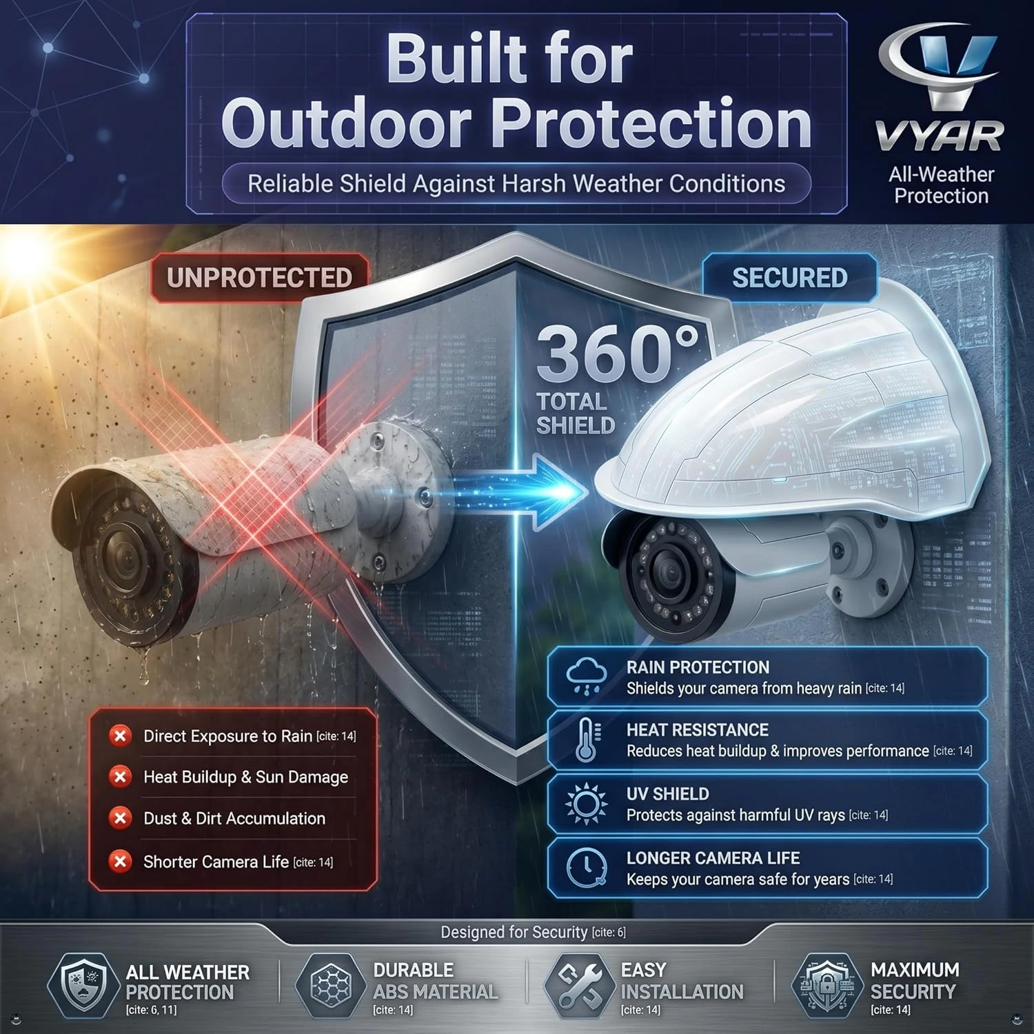 Universal Sun & Rain Shade Camera Cover Shield view 4