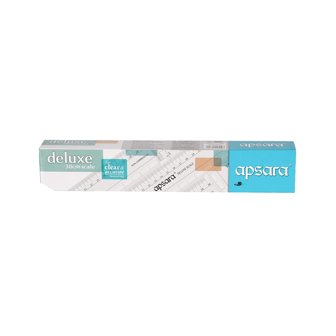 Apsara Deluxe Scale - 30cm | Transparent | Thick & Broad | "mm" markings for precision