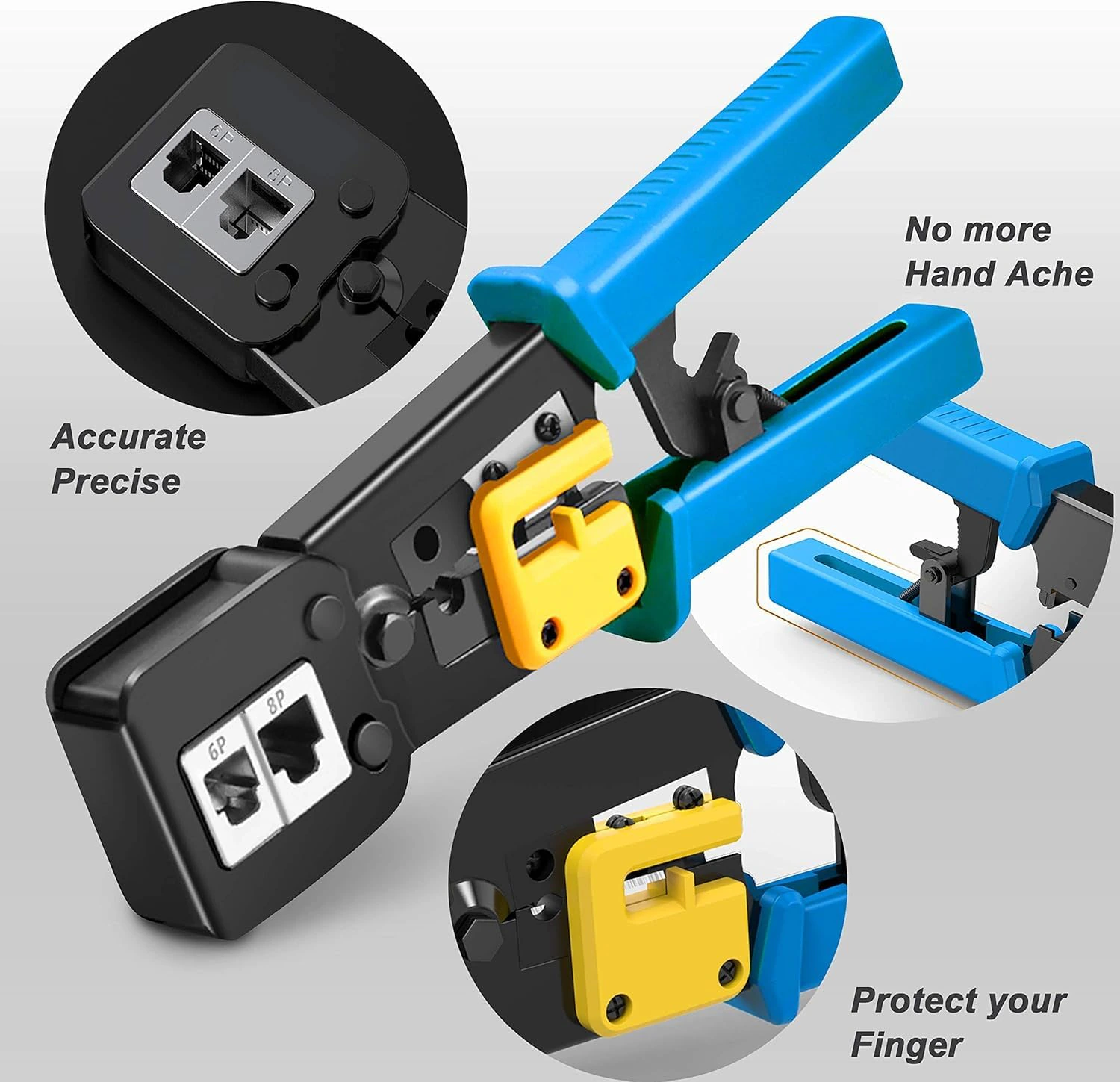 RJ45 Crimp Tool Pass Through Cat5 Cat5e Cat6 Crimping Tool for RJ45/RJ12 view 2
