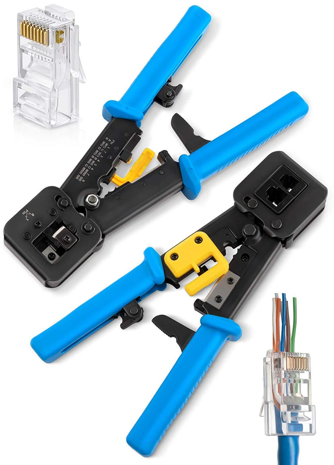 RJ45 Crimp Tool Pass Through Cat5 Cat5e Cat6 Crimping Tool for RJ45/RJ12 view 6