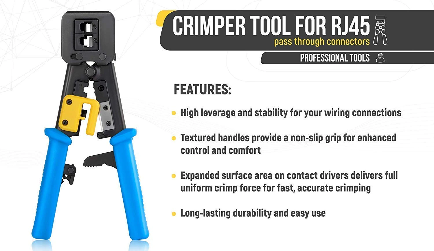 RJ45 Crimp Tool Pass Through Cat5 Cat5e Cat6 Crimping Tool for RJ45/RJ12 view 7