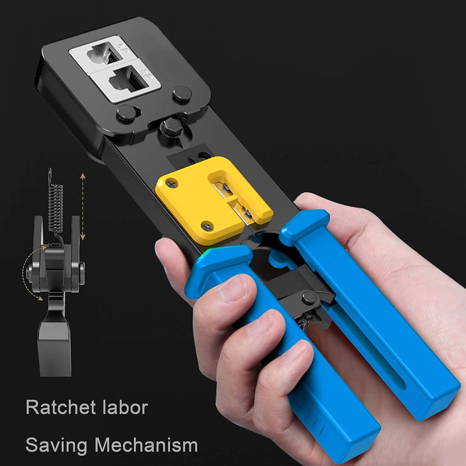 RJ45 Crimp Tool Pass Through Cat5 Cat5e Cat6 Crimping Tool for RJ45/RJ12 view 8