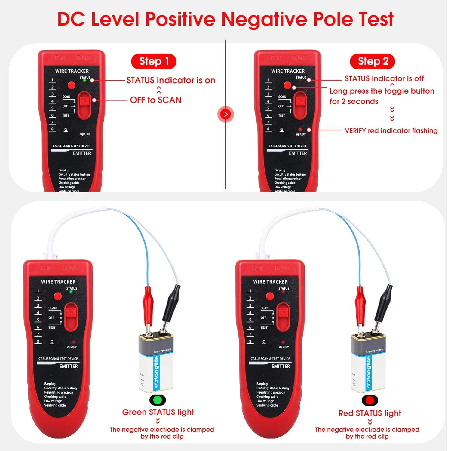  Ethernet Wire Tracker | Network Cable Tester |  RJ11 RJ45 CAT5 view 6