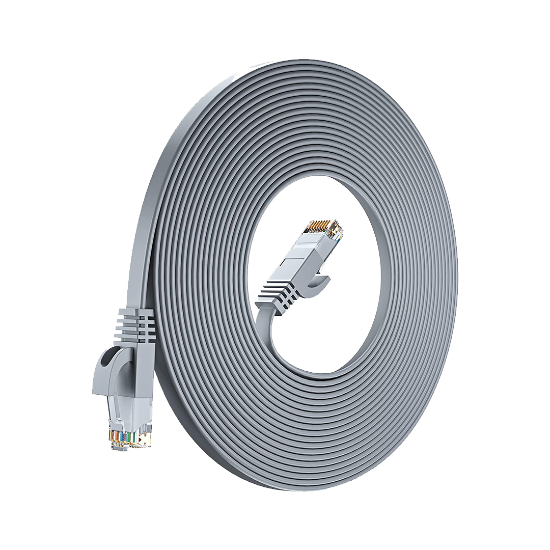 Cat 6 Ethernet LAN Cable 15 Meter | Flat RJ45 UTP Network Cable | 250MHz, 1Gbps High-Speed Internet Cable | Gray