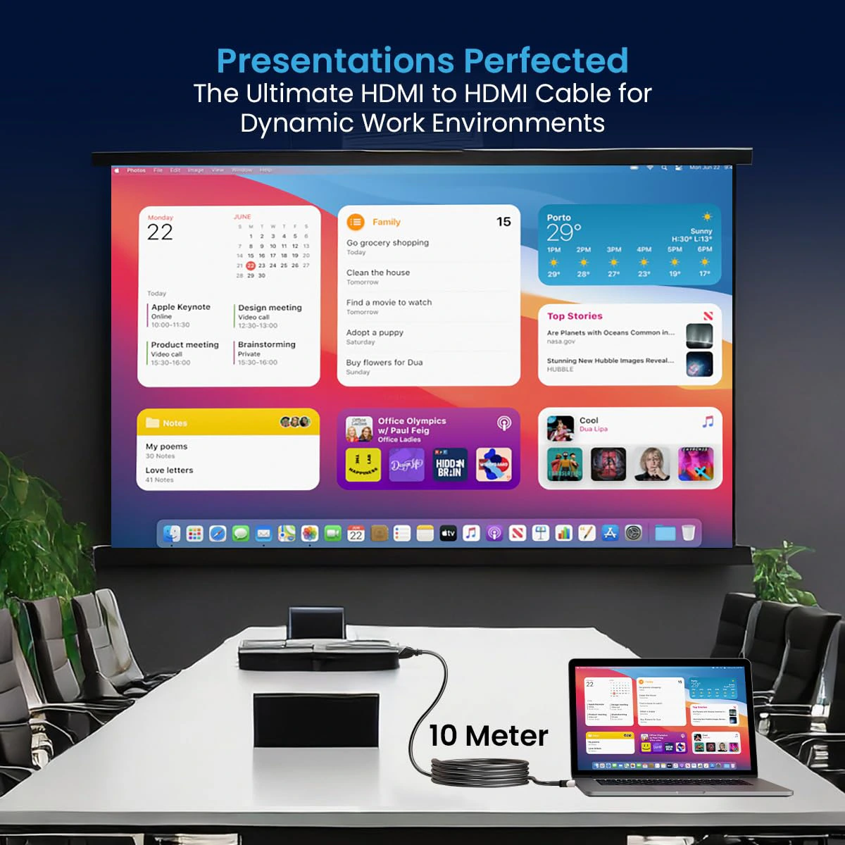 Portronics Konnect Sync 4K@60Hz HDMI to HDMI Cable, 10M Length  view 2