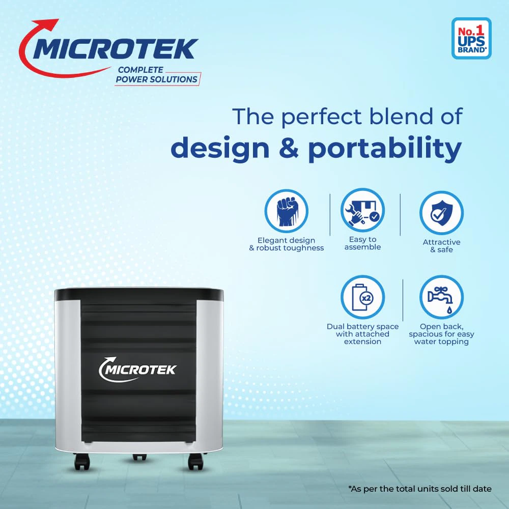 Microtek Brand All-in-one (AIO) Trolley Compatible for All Types of Solar Powered Battery, Inverter and Normal Batteries view 3