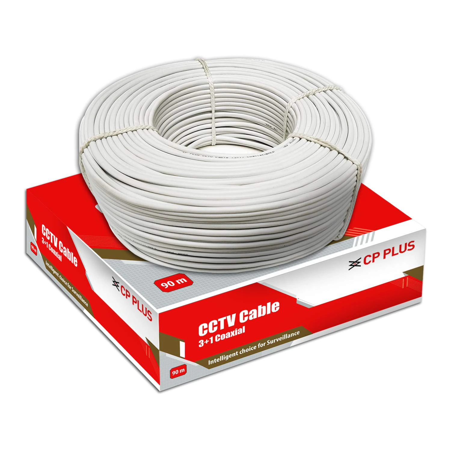 CP PLUS 3+1 Coaxial Pure Copper CCTV Camera Cable (90 Meter) (White Color) view 2