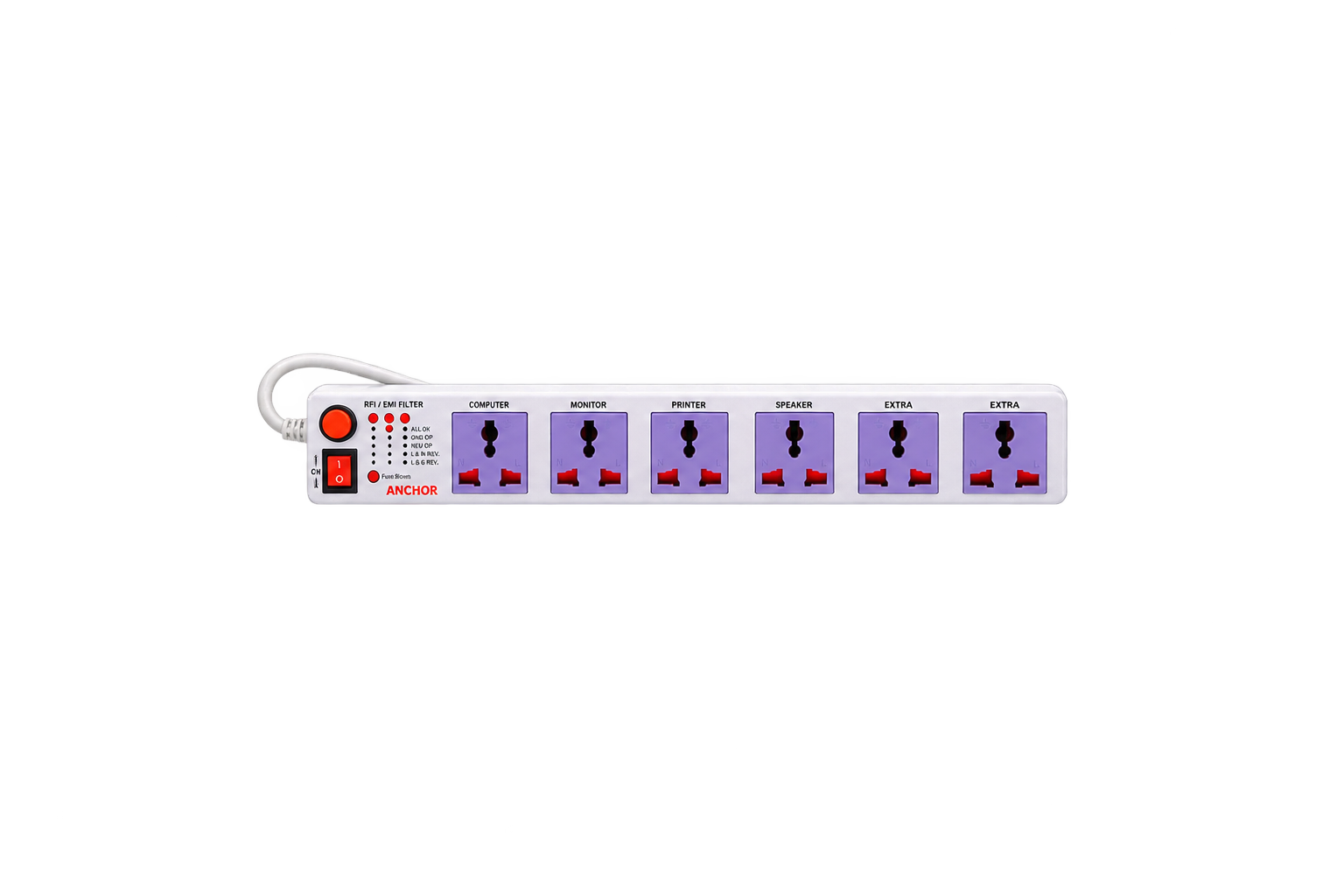 Anchor by Panasonic 6 way Universal Socket with Single Switch |