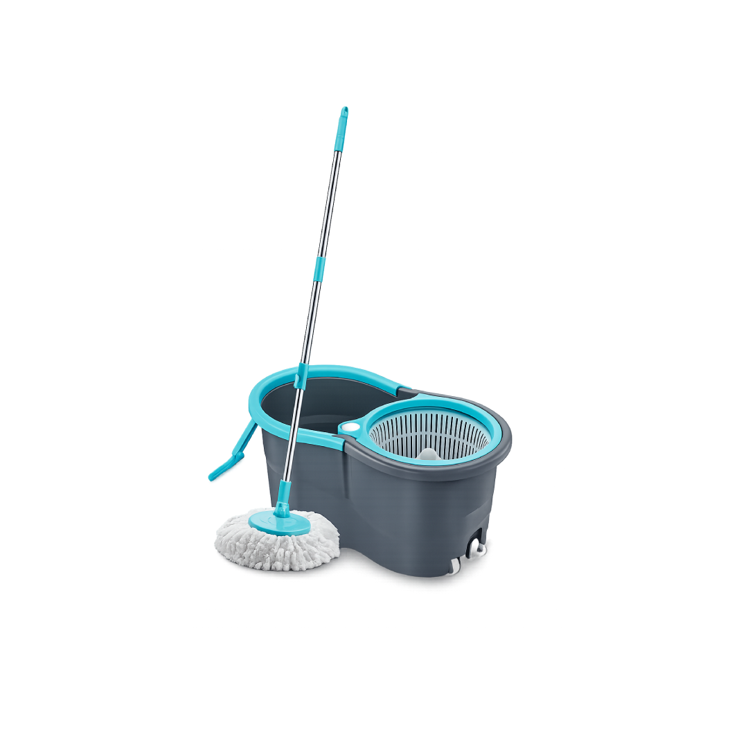 AVZEEGO Spin Mop with Wheels and Deluxe Wringer System