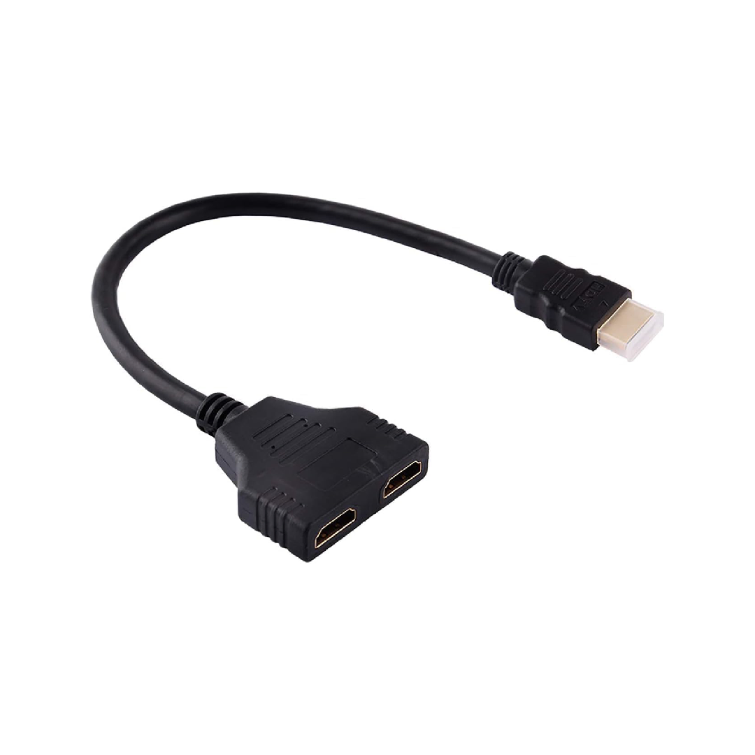 HDMI Splitter 1 in 2 Out Cable HDMI Male to Dual HDMI Female Adapter for Full HD 1080p Mirror Display on 2 Screens Compatible with LED, LCD, HDTV, Monitor, Projector
