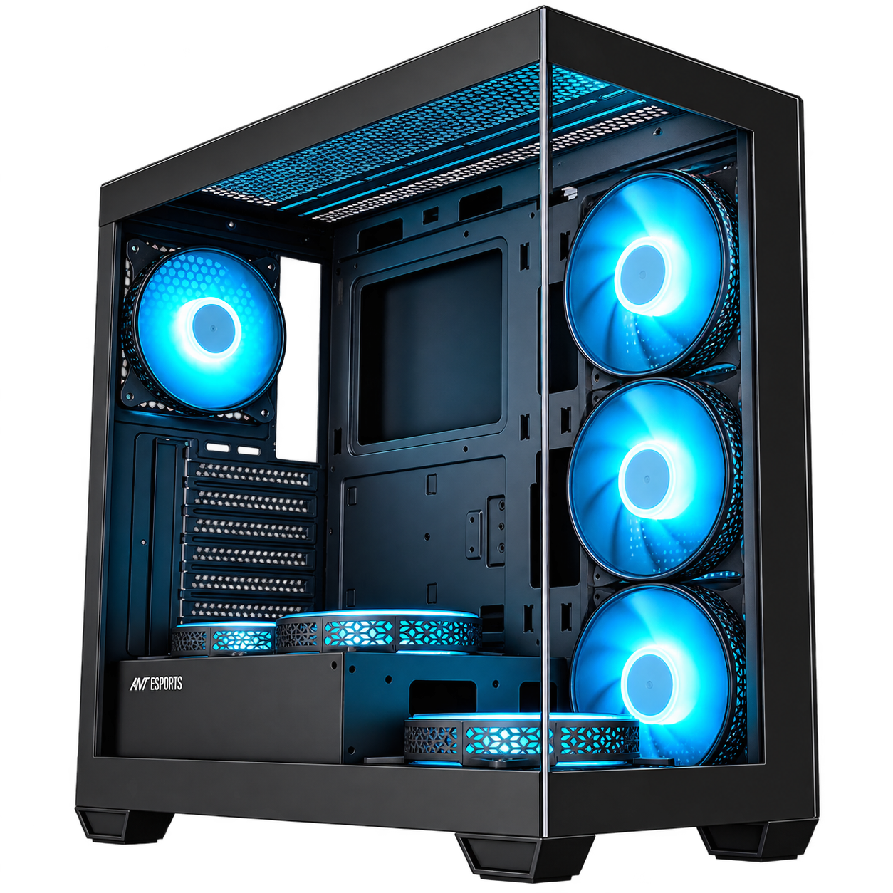 Ant Esports Crystal X7 ATX Computer Case/Gaming Cabinet with Type-C - Black |