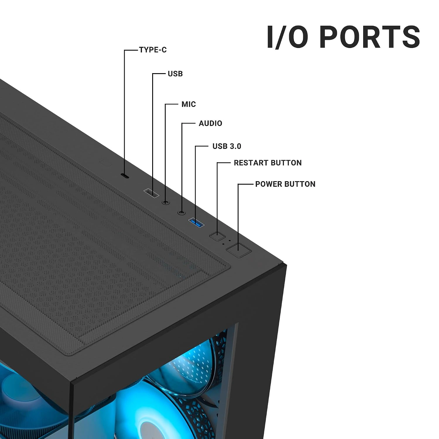 Ant Esports Crystal X7 ATX Computer Case/Gaming Cabinet with Type-C - Black | view 4