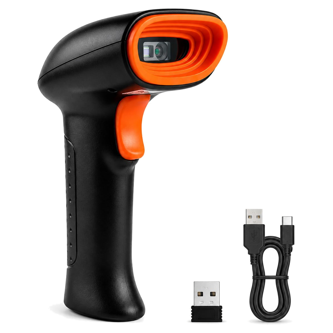 2D Wireless Barcode Scanner with Bluetooth, 2.4GHz USB Receiver & USB Wired Connection | 3-in-1 QR & Barcode