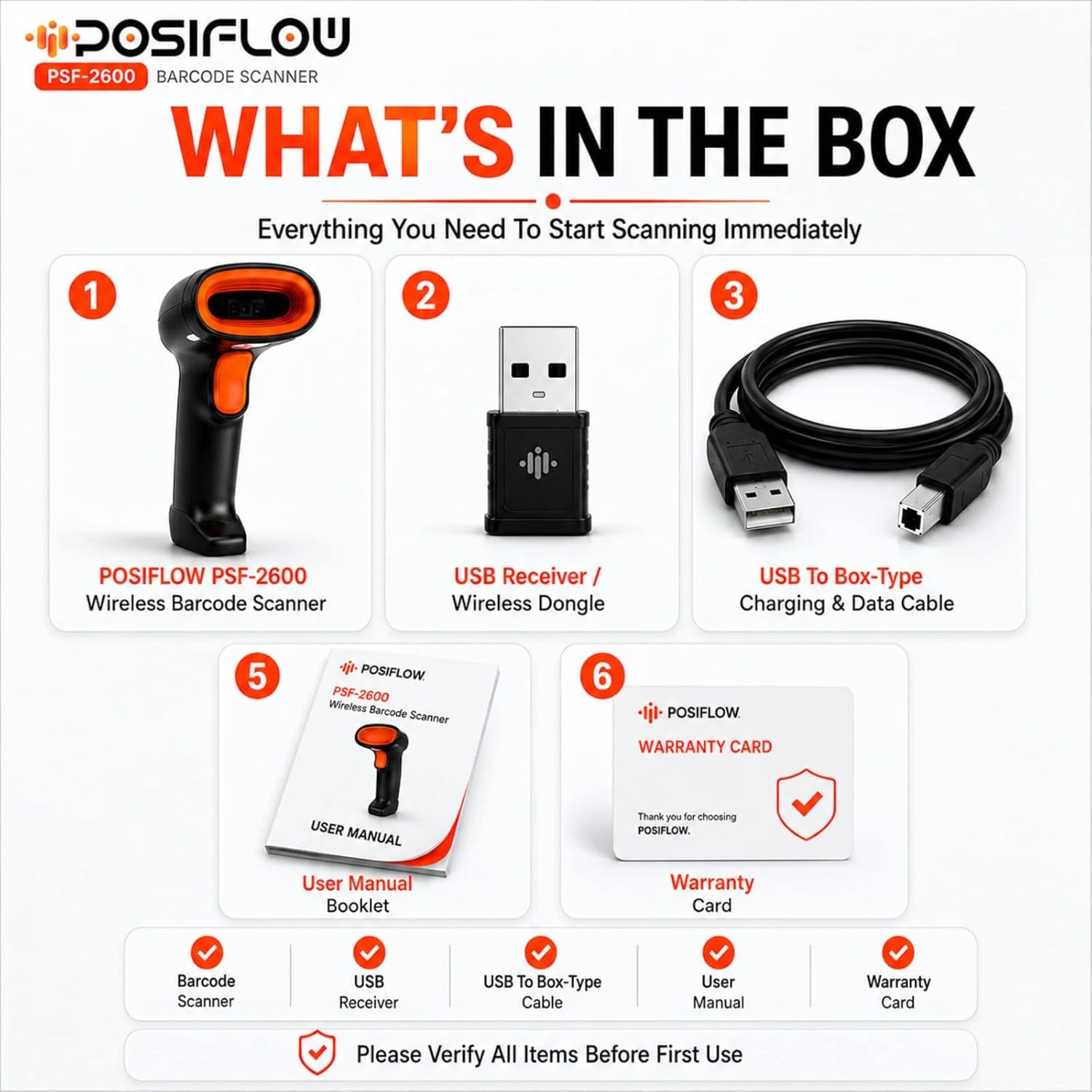 2D Wireless Barcode Scanner with Bluetooth, 2.4GHz USB Receiver & USB Wired Connection | 3-in-1 QR & Barcode view 2
