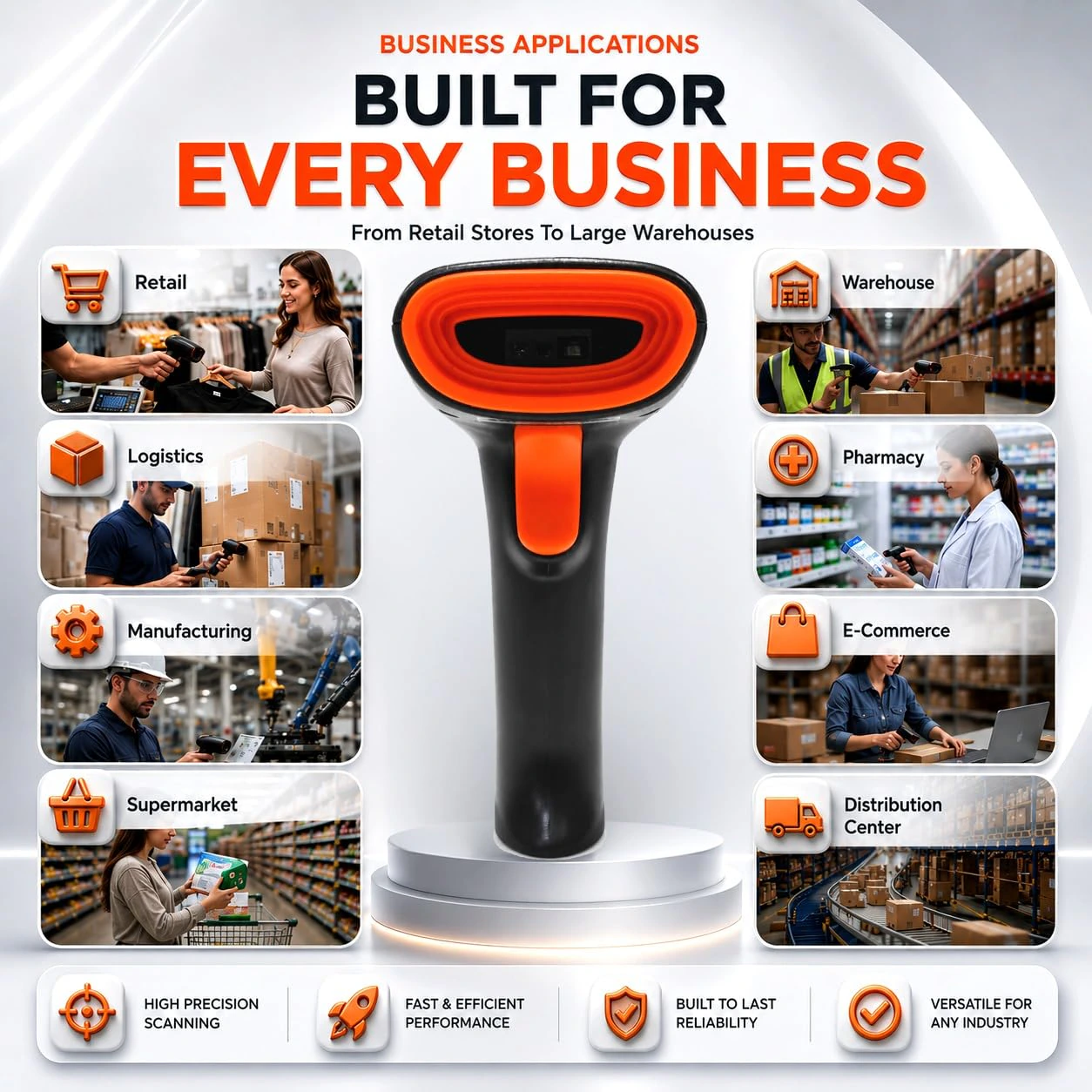 2D Wireless Barcode Scanner with Bluetooth, 2.4GHz USB Receiver & USB Wired Connection | 3-in-1 QR & Barcode view 6