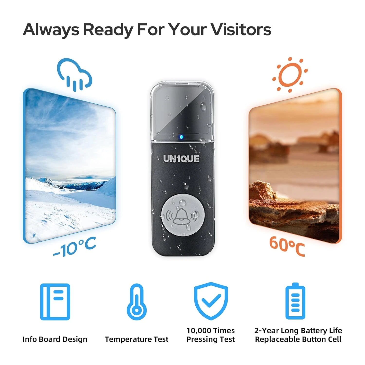 UN1QUE Wireless Door Bell for Home - Small Calling Bell for Office, 1000ft Long Range with 36 Chimes view 3
