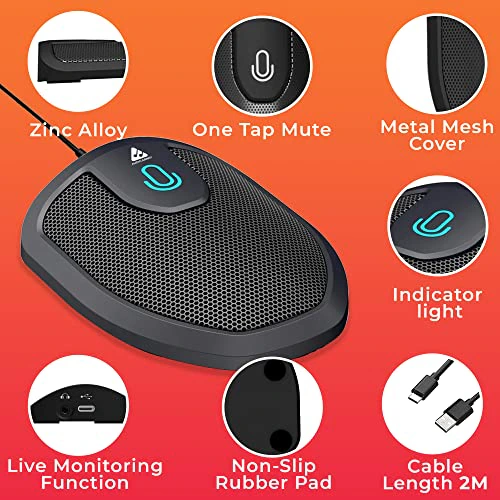 Audio Array USB Plug & Play Conference Microphone | Omni Directional Pickup Upto 3M | Mic Mute Button | view 2