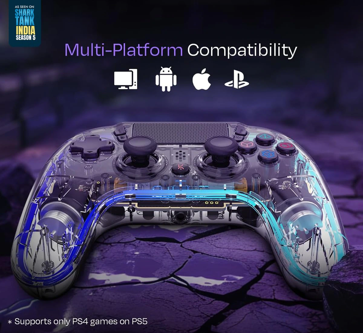 Kreo Mirage Wireless RGB Gaming Controller for PC, Android, iOS & PS4 | view 2