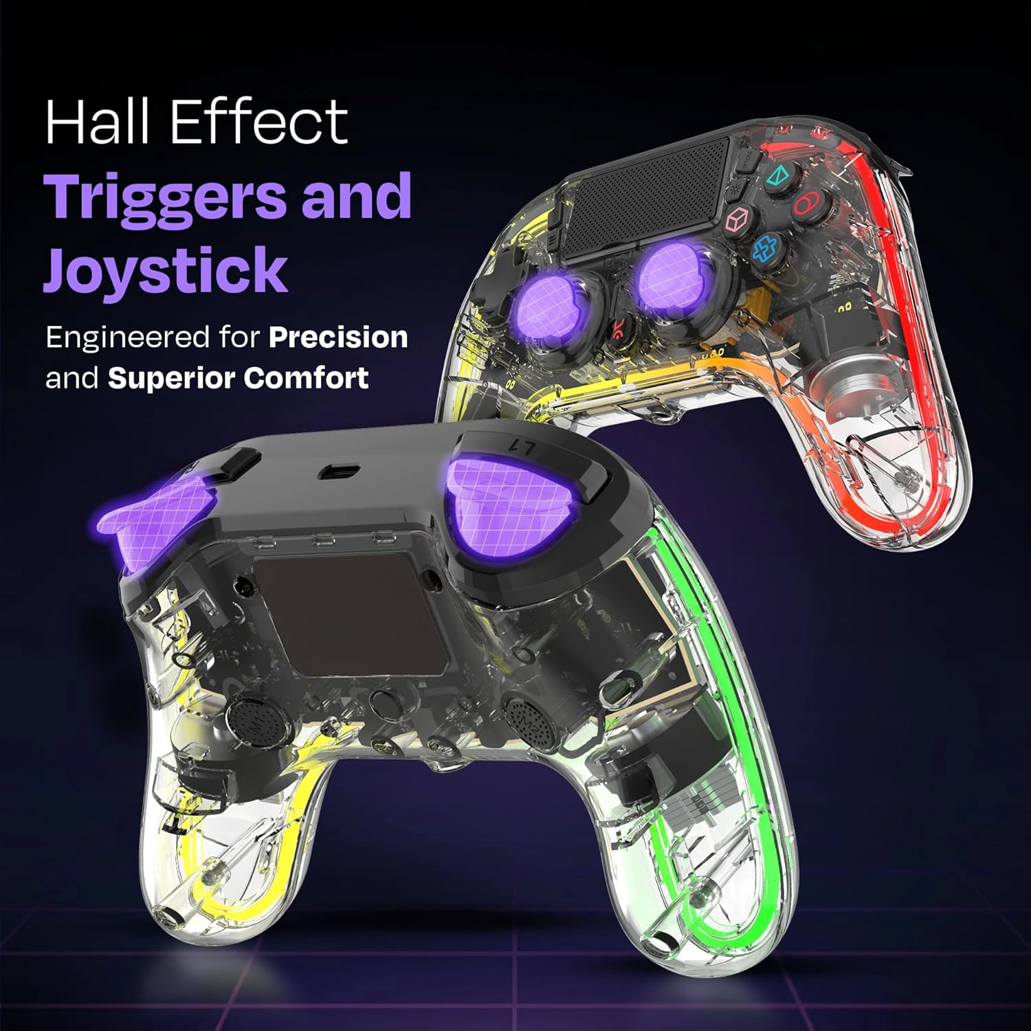 Kreo Mirage Wireless RGB Gaming Controller for PC, Android, iOS & PS4 | view 3