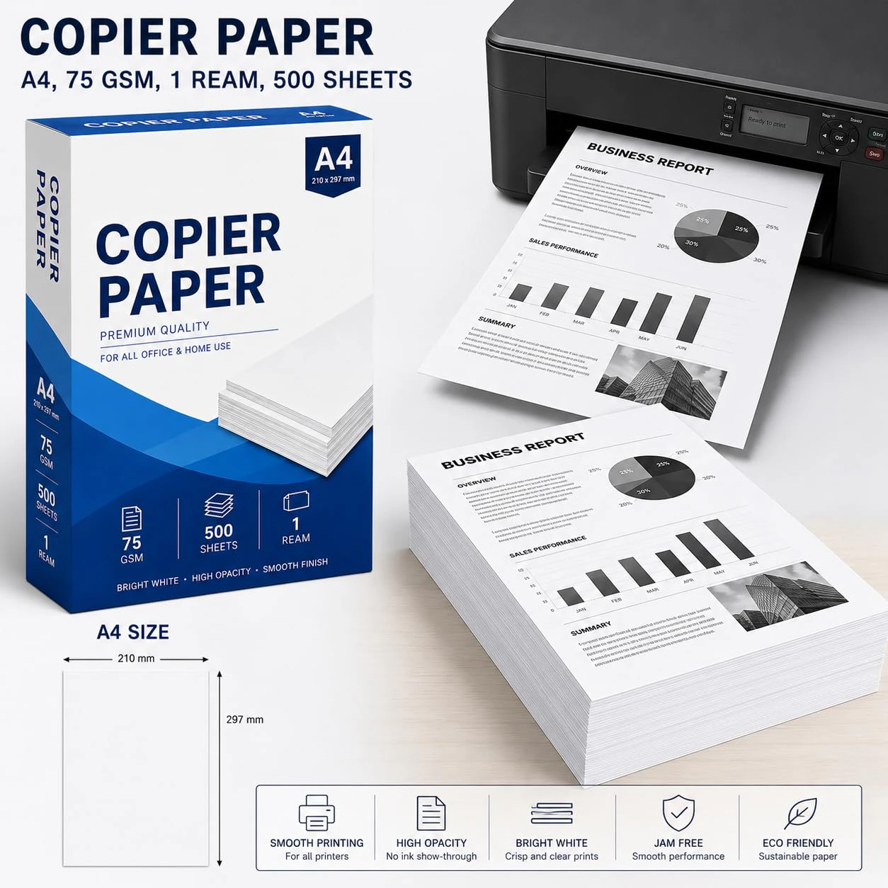 Copier Paper - A4, 500 Sheets, 75 GSM, Ream 1 view 2