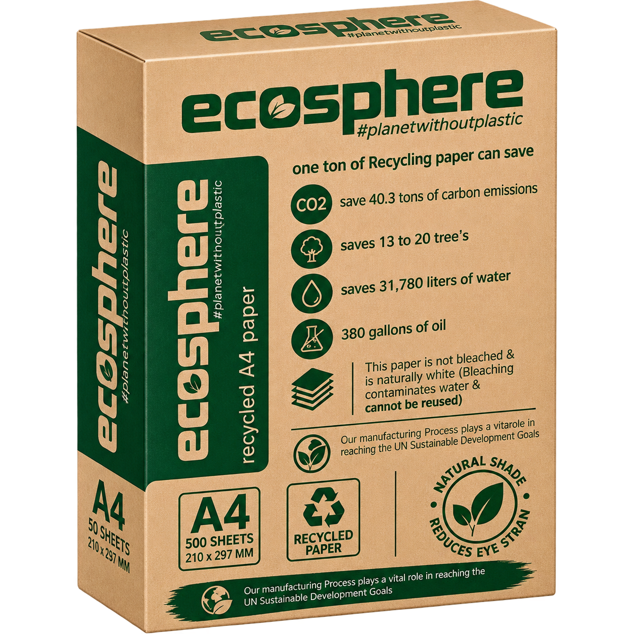 Ecosphere A4 Copier Paper, 75 GSM