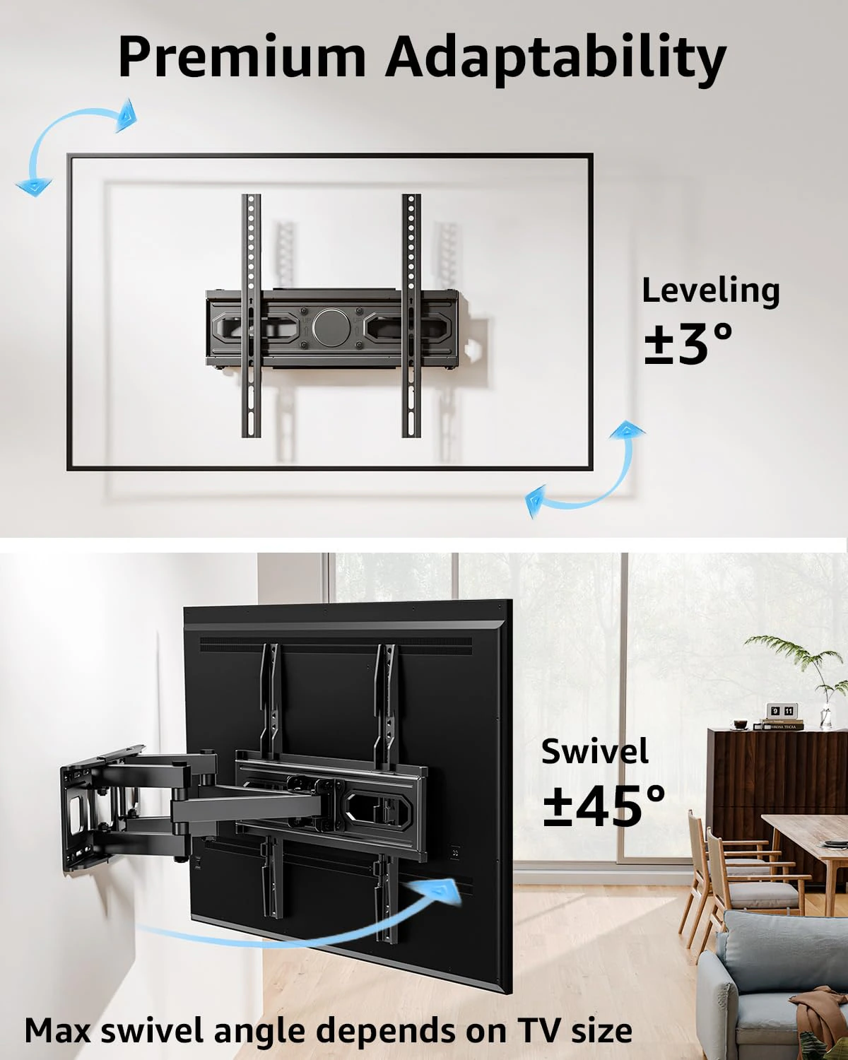 TV Wall Mount Full Motion for 26-65" Flat Curved TVs view 2