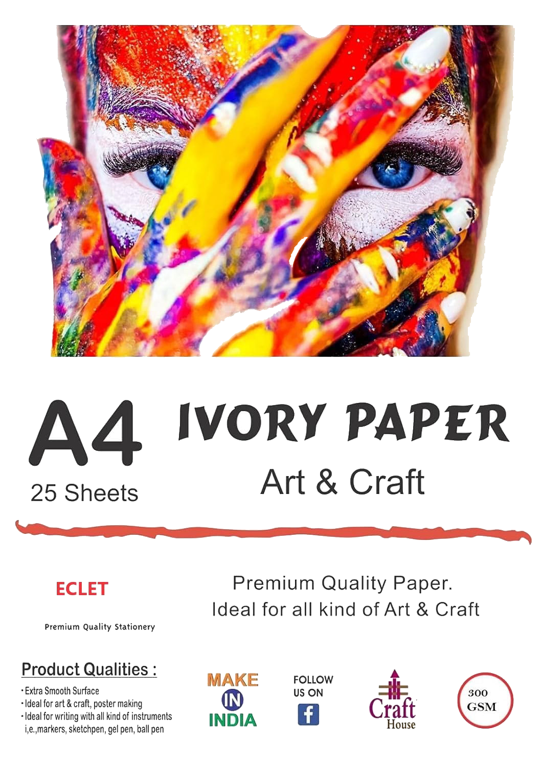Eclet A4 Size, 225 GSM Smooth Finish Ivory Drawing Paper Sheets